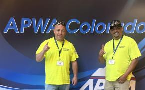 East Providence DPW employees Joe Sullivan and Corey Pena pictured at APWA competition