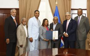 Mayor DaSilva, delegation pictured with Cape Verdean President Jose Maria Neves