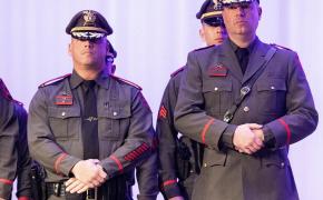 Deputy Chief Andy Benoit an Chief Michael Rapoza being sworn in