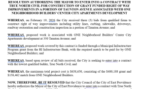 City Council Authorizes Mayor’s Request to Build Right of Way Improvements on Taunton Ave