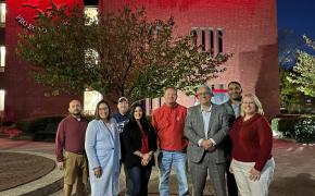 Lighting City Hall red for dyslexia