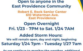 East Providence extends hours of temporary extreme weather overnight warming shelter
