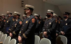 Members of the East Providence Fire Dept. prepare for promotions and awards ceremony