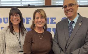 From left to right: Rebecca Chace, Diane Sullivan, Mayor Bob DaSilva