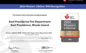 East Providence Fire Department nationally recognized for its commitment to quality care for heart attacks and strokes in Rhode Island